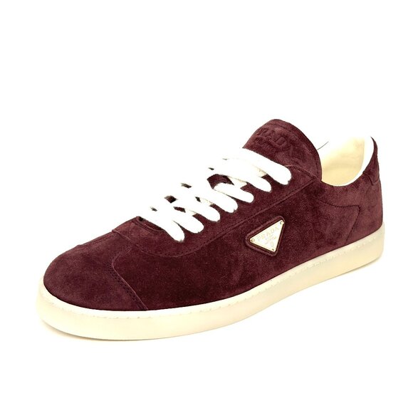 PRADA Mens Lane Triangle Logo T Toe Suede Lace Up Low Top Sneakers Shoes - Picture 2 of 16